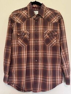 Panhandle Slim Rough Stock Plaid Medium Long Sleeve Western Pearl Snap